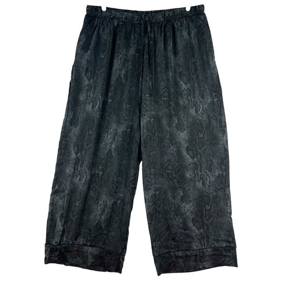 Rebecca Minkoff Women's Pull-on Satin Snake Print Black Lounge Pant Size 2X NWOT - Picture 1 of 10